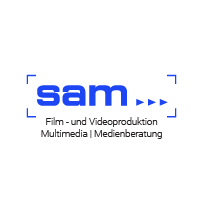 Logo SAM Medien (blaue Schrift auf weißem Grund)